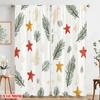 2pcs,2D Plane Printing Popular Curtains Christmas Trees Stars Berries (2) Versatile Fabric (without Rod) Decorations Outdoor