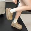Leather retro Birkenstocks women's autumn new platform heightening loafers fashion versatile casual single shoes trend