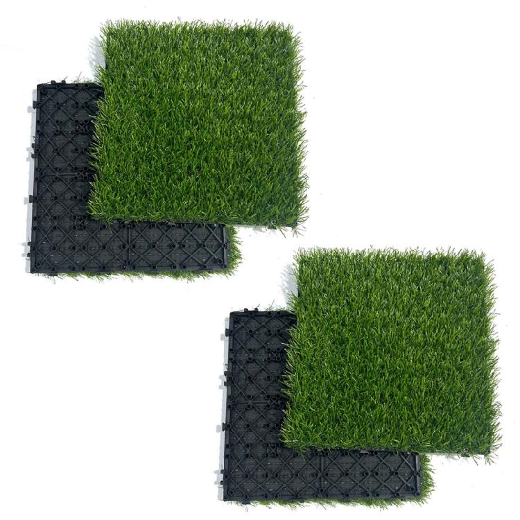 

4Pcs Grass Turf Tile Interlocking Grass Flooring Tiles Realistic for Garden Decoration Square Artificial Grass Mat чорний