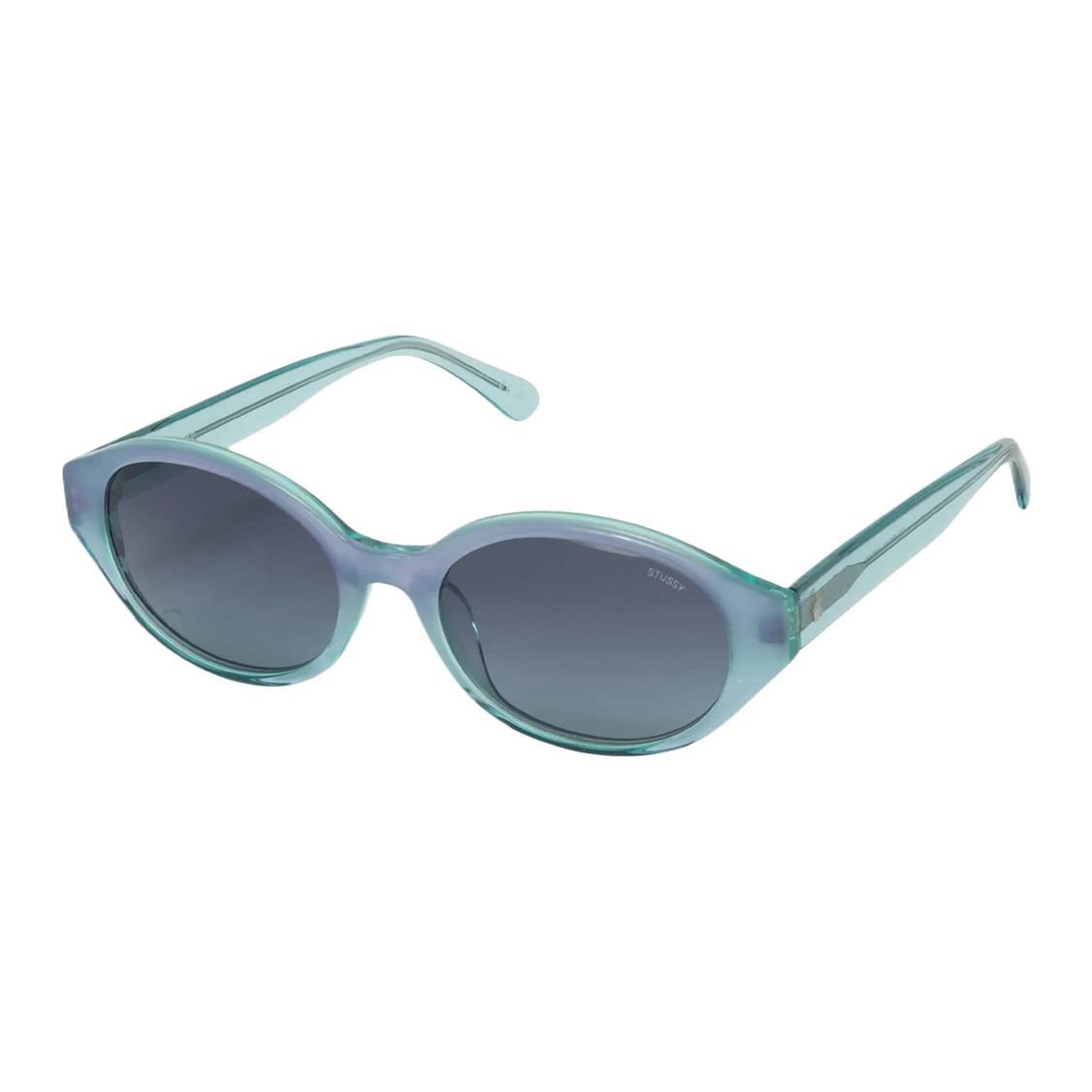 Stussy Logo Decorative Mirrored Legs Oval Sunglasses Unisex sunglasses Blue 338209BGRB 53,Blue