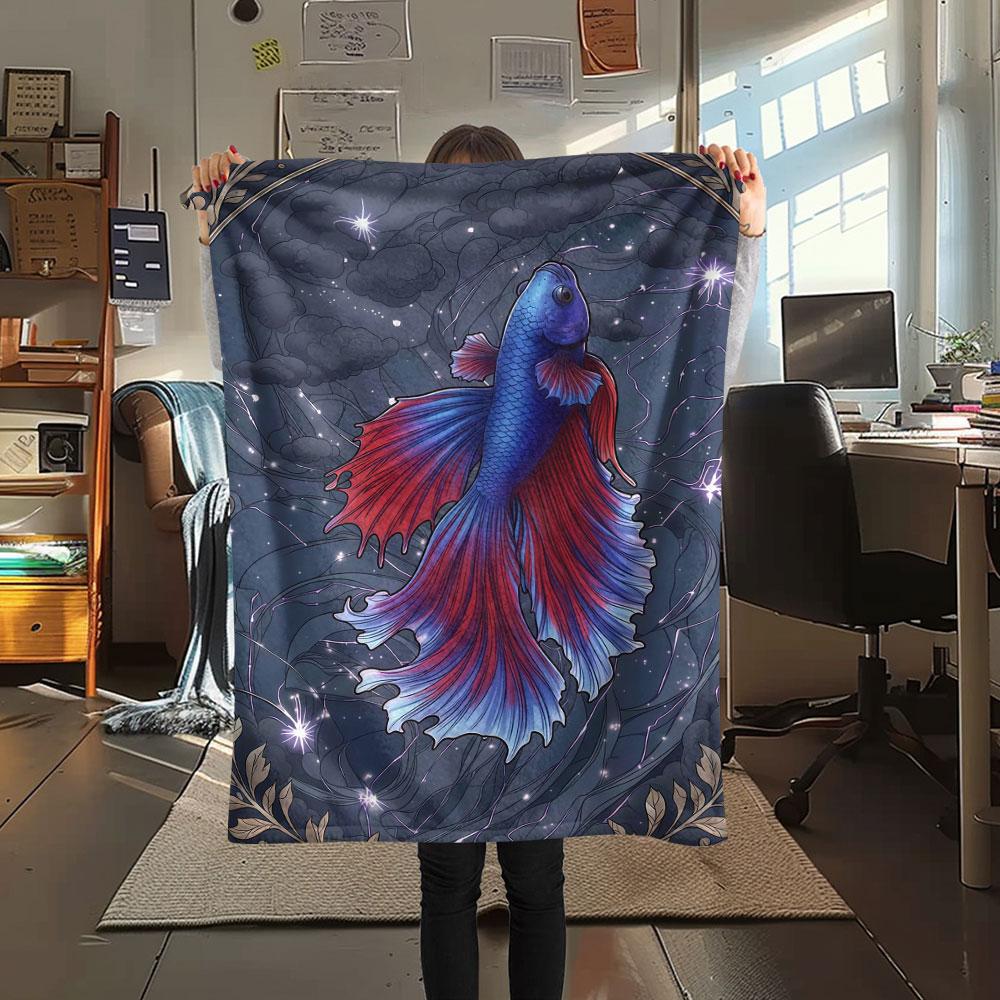1Pc Marine life Print Flannel Blanket, High quality Comfortable for All Seasons, Home Decor, Warmth and Comfort, Perfect for Christmas Gifts