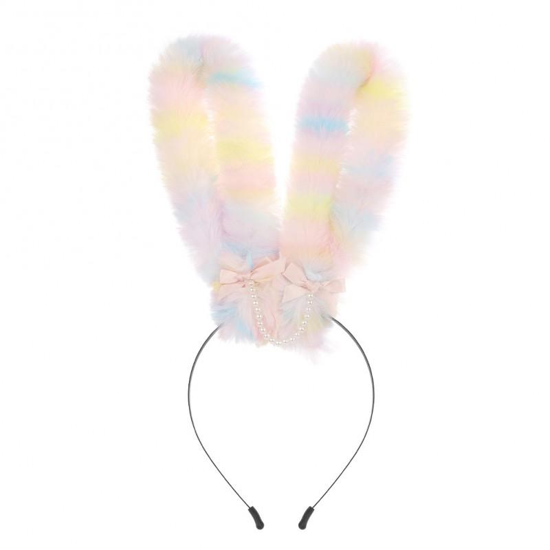Handmade Plush Gradient Bunny Ears Headband Cosplay Accessory Women Men Costume Party Festival