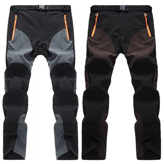 Herren Farbblock Schnelltrocknend Reißverschluss Hose Outdoor Trekking Angeln Lange Hosen