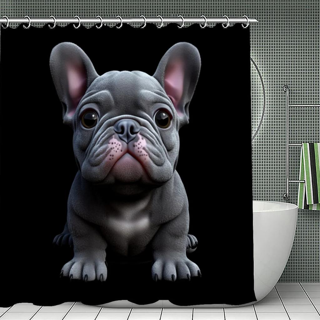 Cute French Bulldog Dog Shower Curtain Waterproof Bathroom Decor Funny Pet Lover Gift Idea