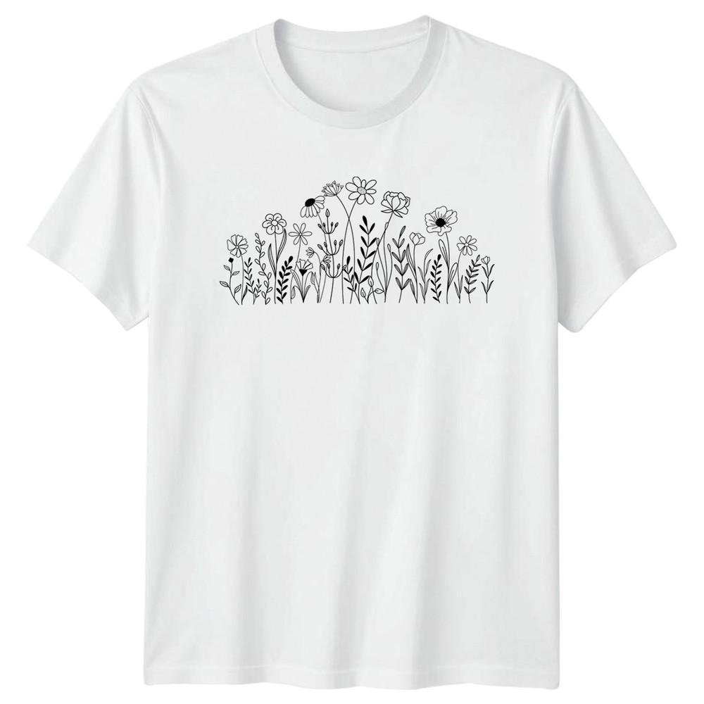 Minimalist Botanical Line Art Wildflowers Unisexs Nature Gift For Her S