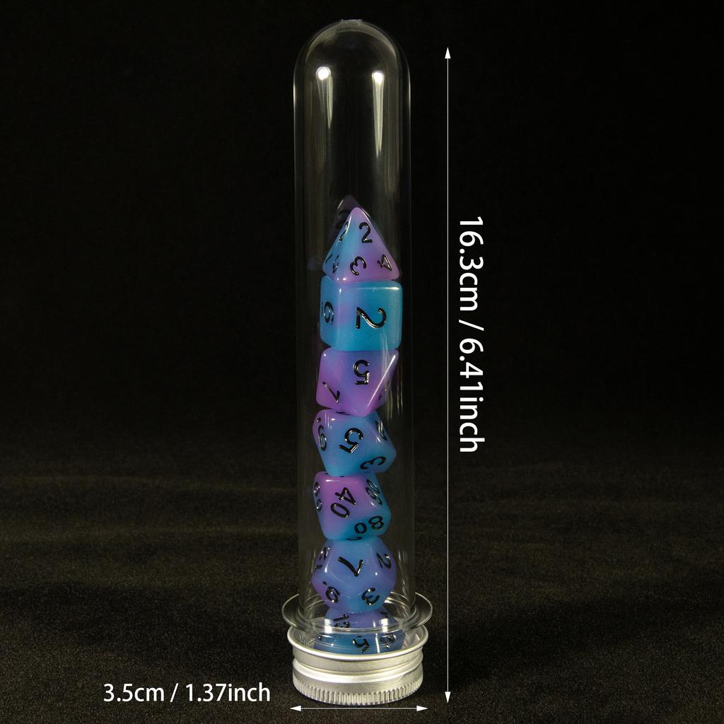 7pcs Polyhedral Glow In The Dark Effect Dice with Tube for DND COC Cthulhu TRPG Running Team Table Game Dnd Dice Set
