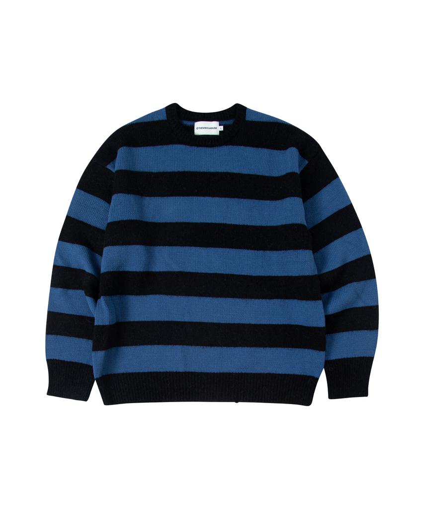 THEVINYLHOUSE Mohair Bold Striped Sweater Blue (Vh2Dfuk603A)