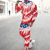 Men Torn Ripped Effect American Flag Star Print Long Sleeve Sweatshirt And Jogger Pants Two Piece Outfit