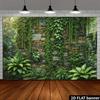 2D Vintage Garden Banner with Hanging Vines and Ferns Photo Booth Background Cloth
