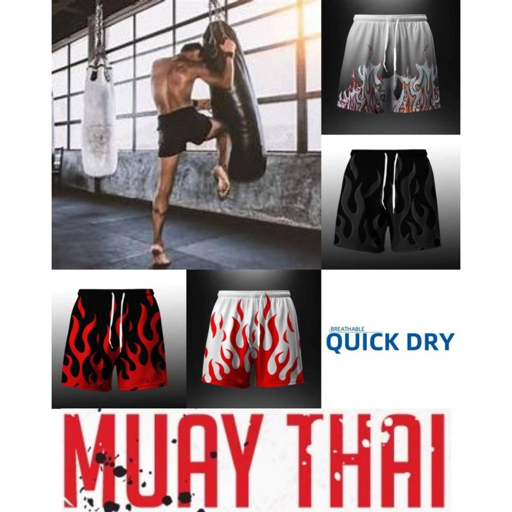Flame Fire Boxing Muay Thai Kickboxing Shorts Pants 3D Print Fighting Training Unisex Men Women Quick Dry Fitness Gym Sport Workout Casual Streetwear