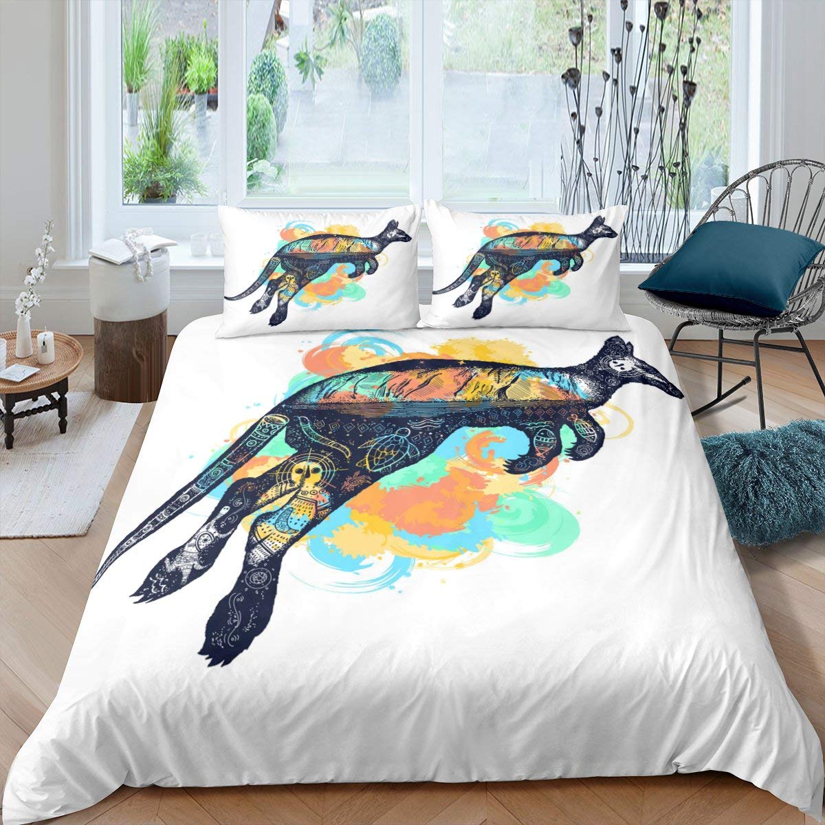 

Пододеяльник Кенгуру Полиэстер Бохо Черепаха Рыба Красочный Тай-Дай Покрывало Пейсли Животная Тема Комплект Постельного Белья Размер Квин Кинг EU single(135x200cm)