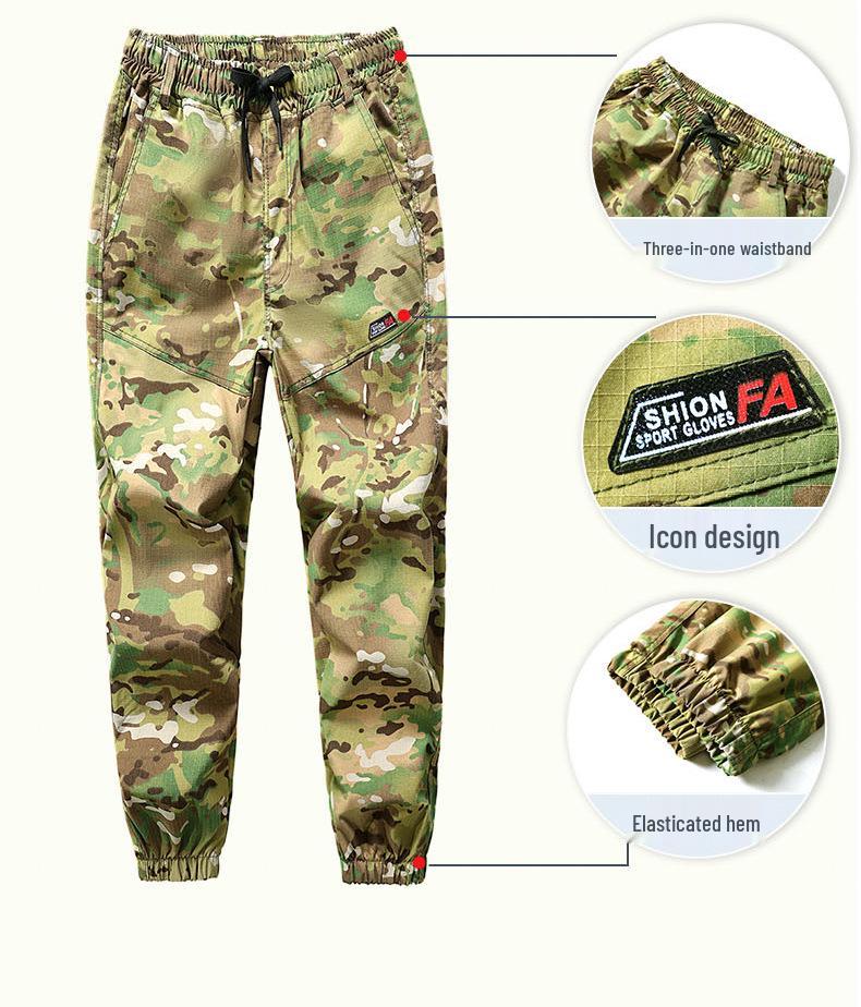 Men's Durable Camouflage Workwear Set: Wear-Resistant, Tear-Resistant, Dirt-Resistant Overalls for Outdoor, Auto Repair, and Labor Protection.