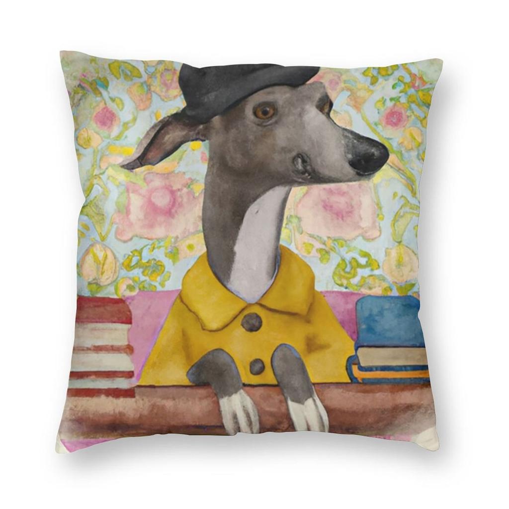 Greyhound Semaphore Whippet Sighthound Dog Square Pillowcase Pillow Cover Cushion Throw Pillow for Home Bedroom Car