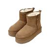 Sangpo Snow Boots Thick-soled Winter New Sheepskin Fur Integrated Side Zipper Short Tube Leather Wool Thermal Cotton Shoes Women