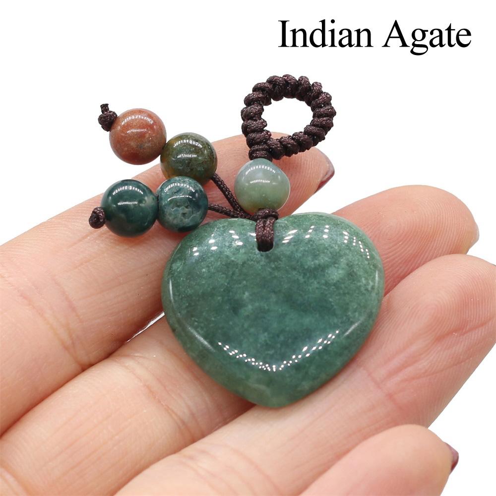 

1 шт. брелок в форме сердца из натурального камня, брелок в стиле Ins Reiki Healing Crystal Agate Amethyst Jewel Stone для женщин, ювелирные изделия, подарок на День матери и День отца 1Pc-25×25mm