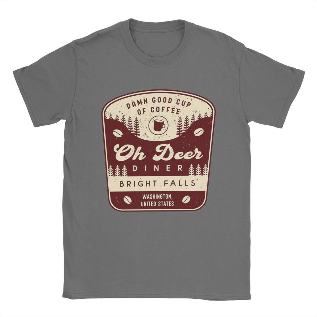 T-shirt da uomo Oh Deer Diner Emblem Alan Wake Gioco Anime 100% Cotone Abbigliamento Vintage Manica Corta Girocollo Magliette Estive