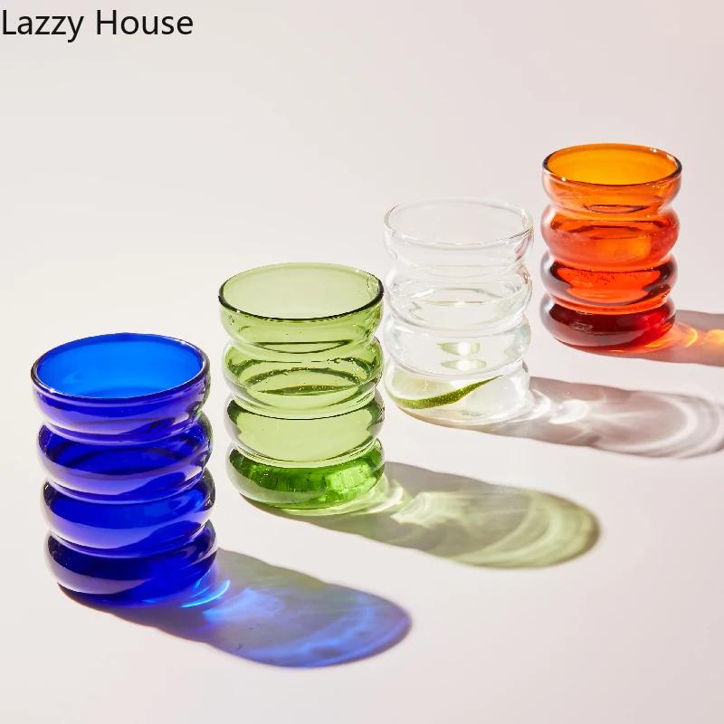 Ceașcă de sticlă creativă Pahar termorezistent Vase pentru băutură Ceai Suc Lapte Cana de cafea Pahare de apă pentru acasă Cană Ripple 250 ml