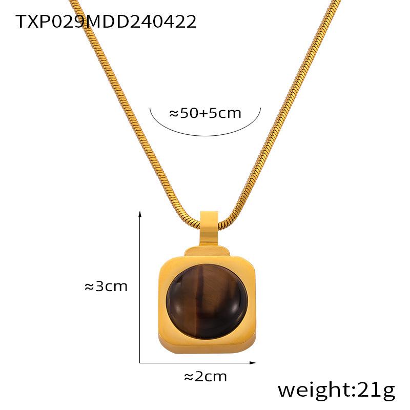 French Minimalist Titanium Steel Pendant Necklace & Water Drop Earring Set for Women
