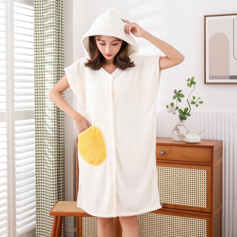 Hooded Wearable Bath Towel Skirt for Adults - Soft & Absorbent Bathrobe for Daily Use