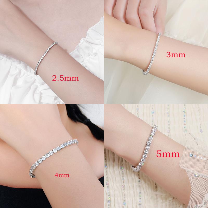 Smyoue 2-6.5mm Real Moissanite Tennis Bracelet for Women Christmas Gift Platinum Plated 100% 925 Silver Wedding Jewelry