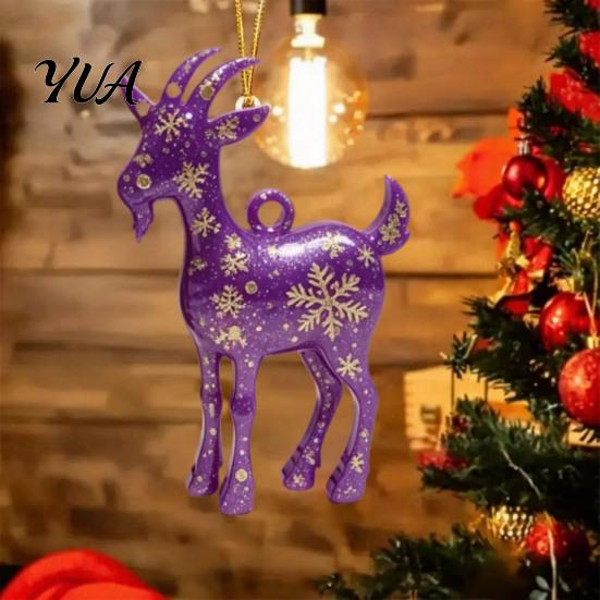 Acrylic Festive Hanging Pendants 2D Goat Christmas Tree Ornament, Zodiac Pendant with Gold String, Year of The Ornament 2027, Chinese New Decor