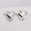 Gold Color Metal Heart Stud Earrings for Women Three-layers Uneven Side Love Heart Female Earrings Punk Cool Ear Jewelry