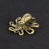 Solid Brass Octopus Animal Figurines Miniatures Desktop Ornament Accessories Creative Table Tea Pet Craft Home Decorations Retro