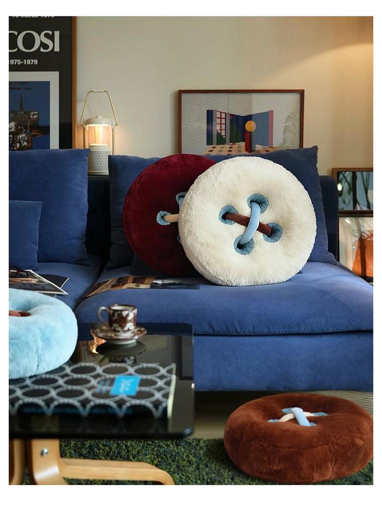 Retro Button Cushion Pillow - Decorative Sofa & Bed Backrest, Home Ornament & New Year Gift