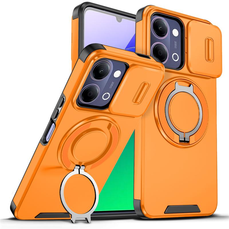 Slide Camera Protect Cover For Vivo Y05 Y11D 4G Y21D Y31 Y31D Y500i Case Magnetic Ring Holder Shockproof Armor Phone Cases Coque