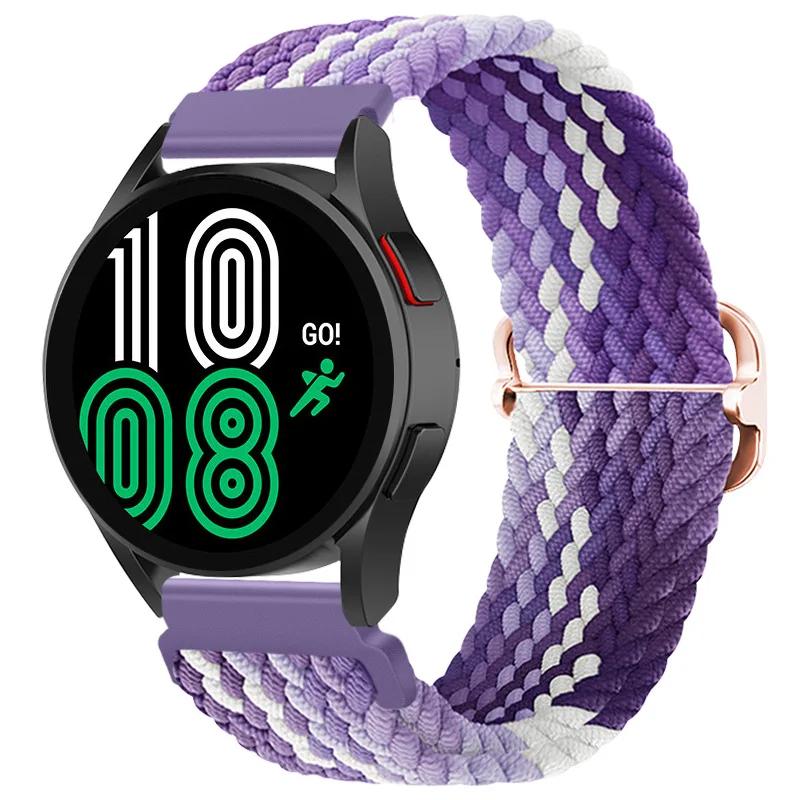 20mm Braided Solo Loop Strap for Samsung Galaxy Watch 6/5/4 44mm 40mm/Classic 47mm 43mm 46mm42mm Nylon Bracelet Watch 5 Pro 45mm