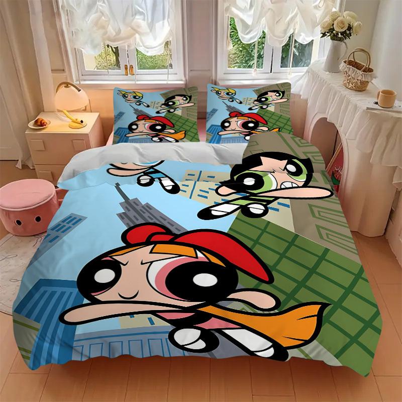 3pcs Powerpuff Girls Cover Set,Soft Comfortable Duvet Cover,Guest Room (1*Duvet Cover + 2*Pillowcases, Without Core) Yy251024191