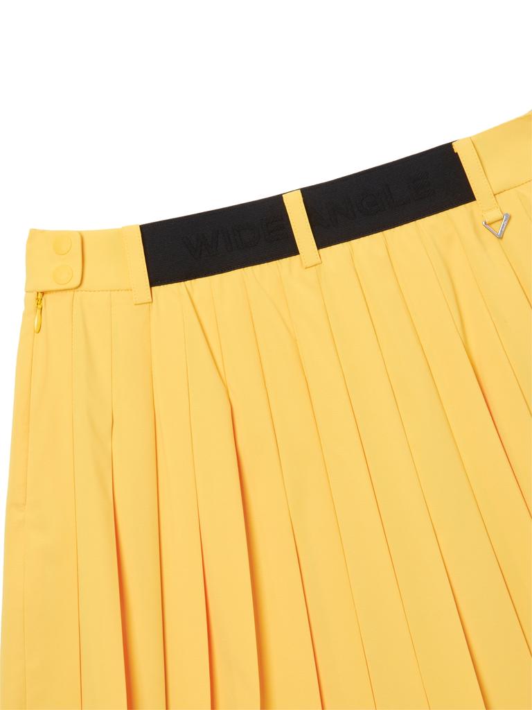 WIDEANGLE To Asymmetrical Double Pleated Culotte Shorts L_Yellow