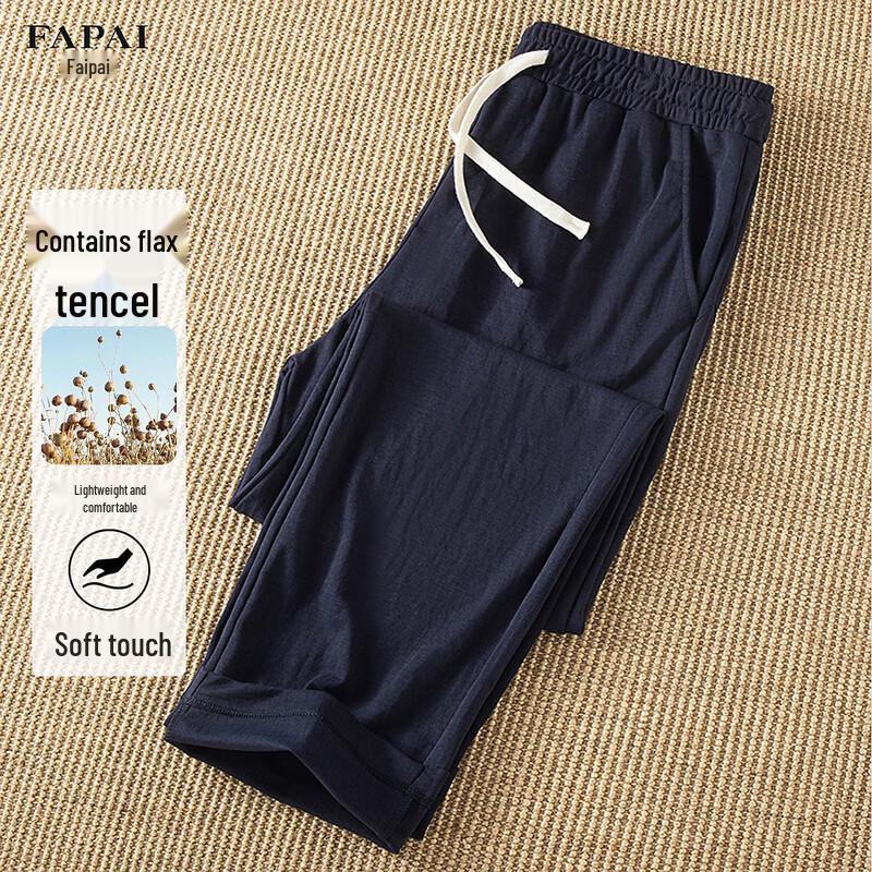 FAPAI Men s Linen Tencel Blend Drawstring Pants 3XL