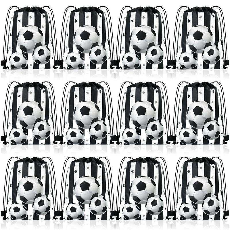 10Pcs Football Party Favors Drawstring Bags Soccer Ball Gift Goodie Bag Kids Sports Theme Birthday Party Decoration Supplies