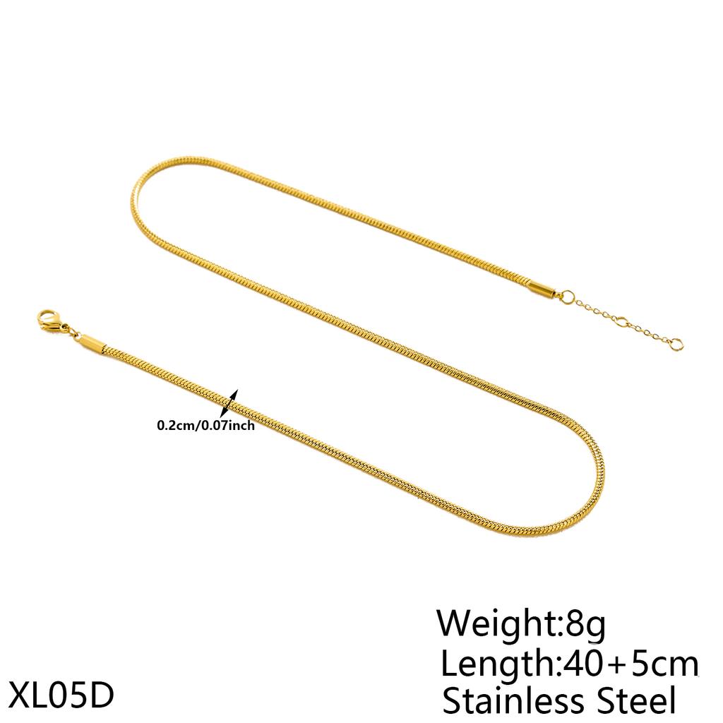 CARLIDANA Simple PVD 14K Gold Plated 316L Stainless Steel Wide Length Round Round Snake Chain Bracelet Jewelry For Women