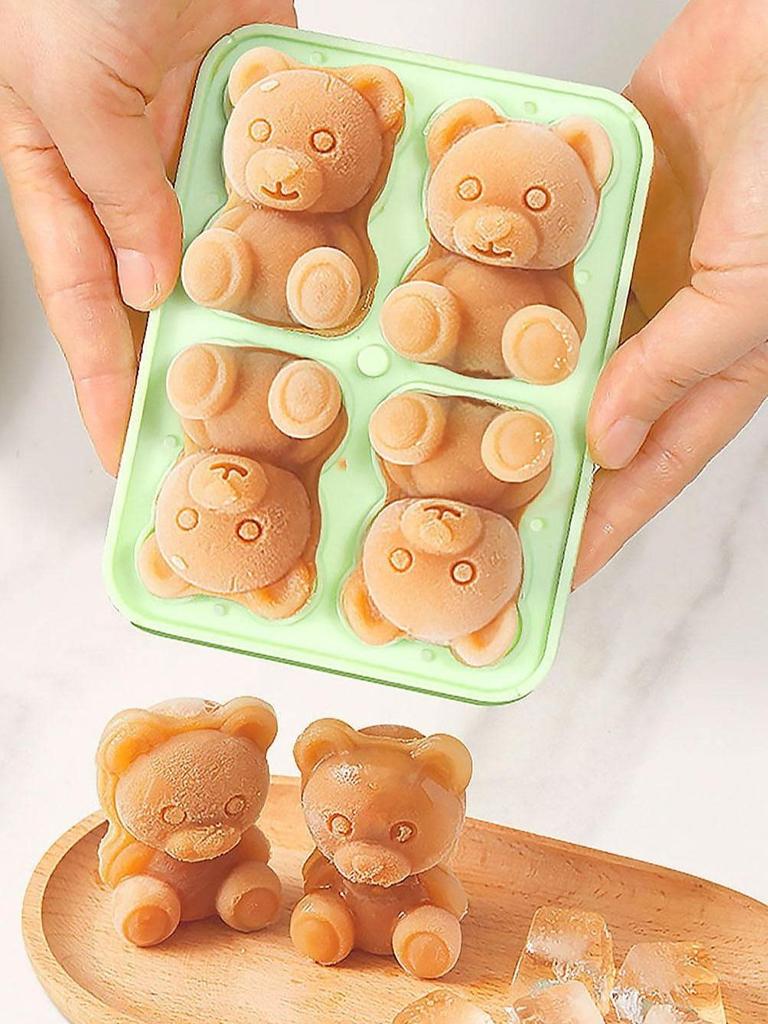 1 Stück - Kreative Bären-Eiswürfelform Lebensmittelqualität Silikon Eisgitter Eisbox Kaffee Milch Tee Form Eiscremeform