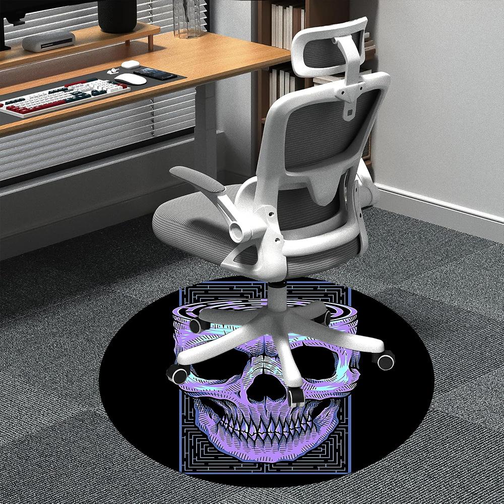 1pc Skull Maze Office Round Area Rug, Indoor Mat Suitable ForOffice, Under Office Chairs Bedroom Living Room Home Decor, Room Deco q116