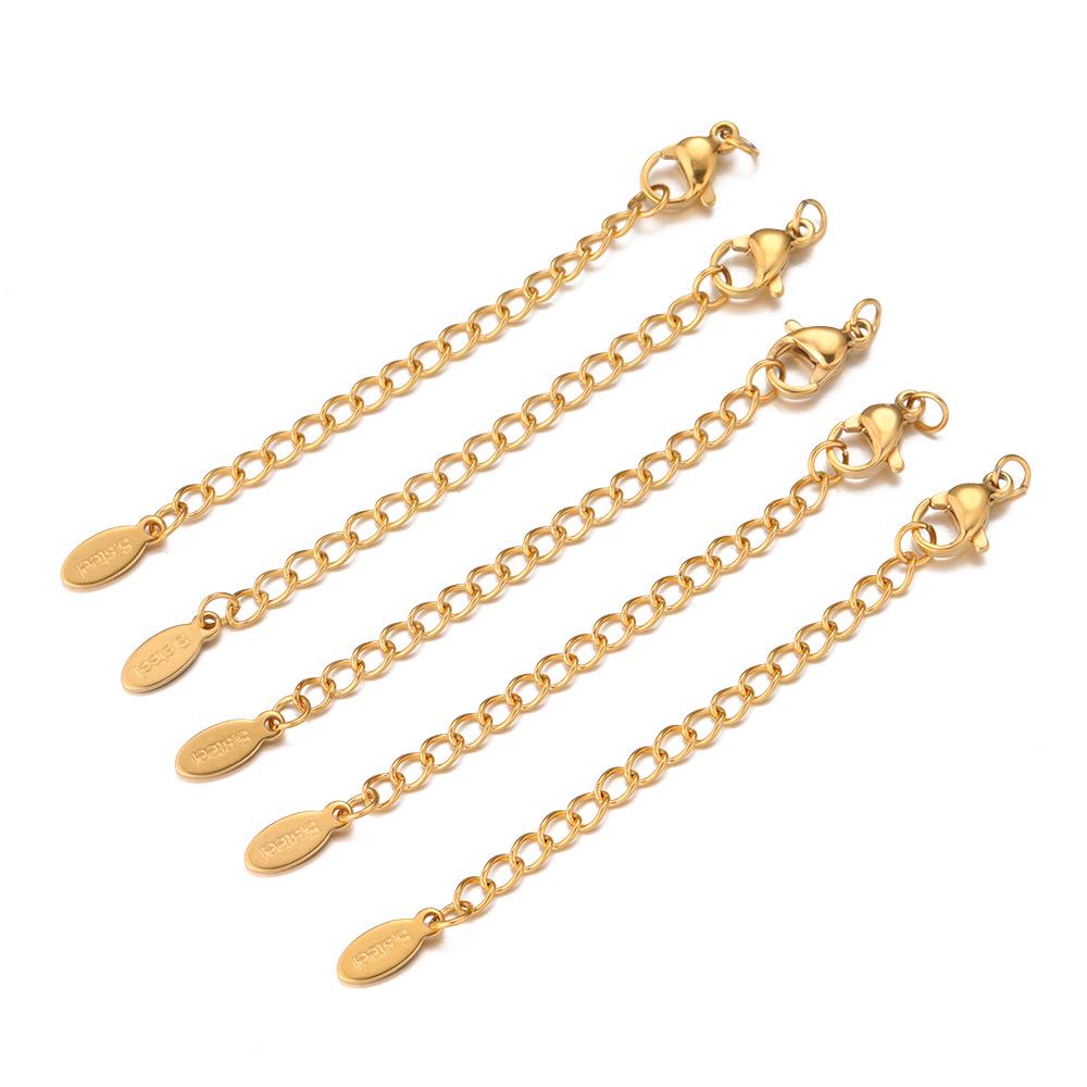 Stainless Steel & Titanium Necklace Extension with Lobster Clasp & Beaded Tail - DIY Accessory Set
