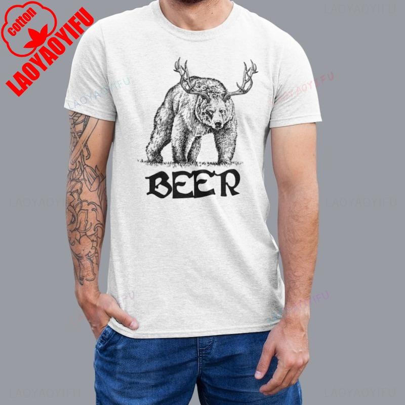 Funny Beer Tshirt  Camping Graphic Shirt Cool Drinking Alcohol Humor TeeSummer Shortsleeved Loose Roundneck Cotton Tops