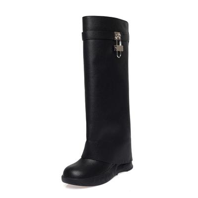 UVRCOS Vorbestellung Bling Bling Kristall verzierte höhenvergrößernde Damenstiefel Sexy Vorhängeschloss-Strasssteine Kniehohe Stiefel
