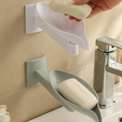 Étagère créative réglable pour égouttoir à savon 360° rotative forme feuille Porte-savon de salle de bain Monté au mur Accessoires de salle de bain Boîte à savon