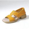 Genuine Leather Women Sandals Summer Casual Shoes Flat Soft Comfort Mother Shoes Yellow Black Plus Size 41
