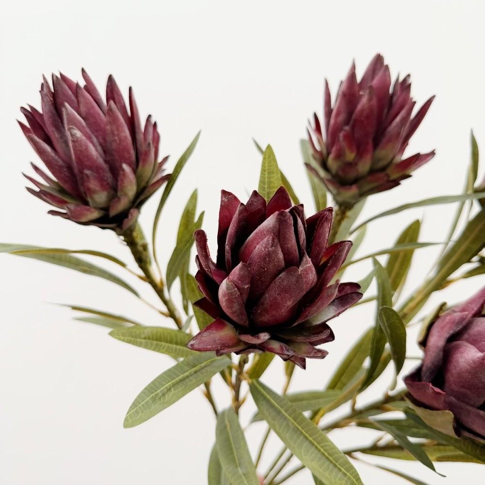Floral Display Artificial Emperor Protea Flowers Large Faux Thistle Flowers  Wedding Decoration