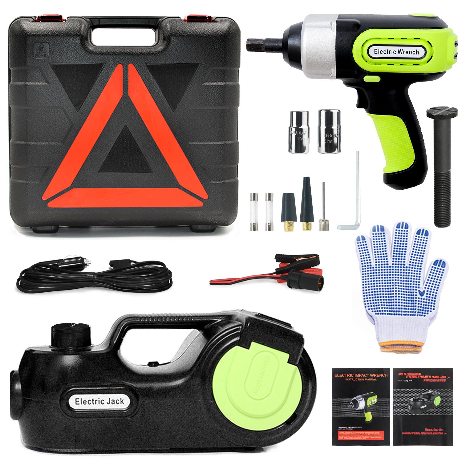 

4 в 1 DC12V Электрический автомобильный домкрат 5T 155-450 Высокий подъемный домкрат Бытовой гидравлический электрический домкрат с гаечным ключом и воздушным компрессором