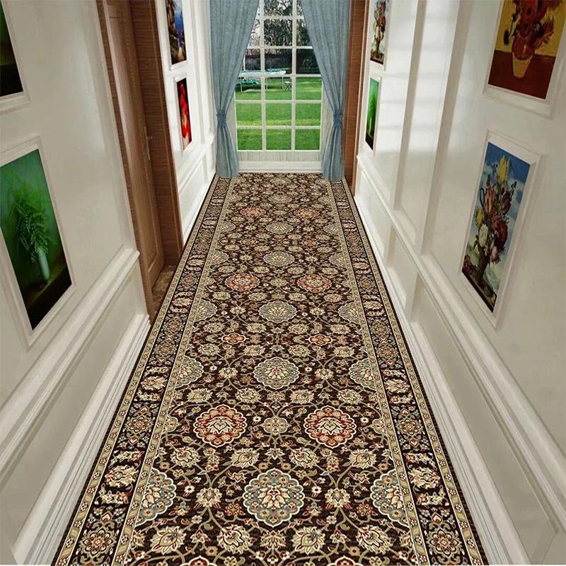European Luxury Hall Corridor Carpet Non-slip Washable Runner Stairway Rug Outdoors Aisle The Long Corridor Mat Customizable