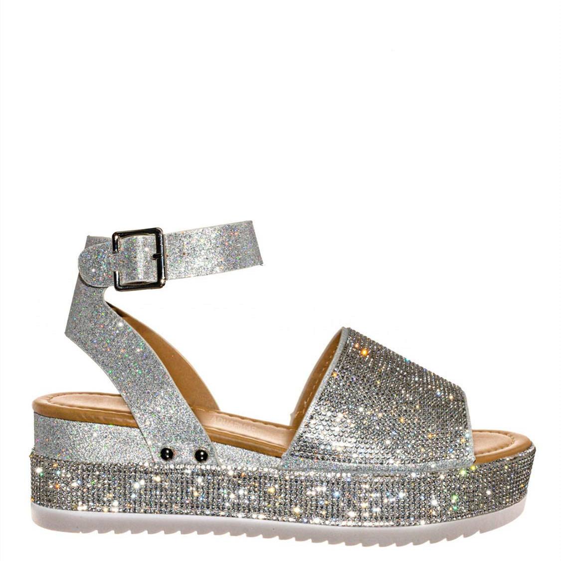 

Пляжные женские босоножки на платформе Diamond Large Size 38 серебряный