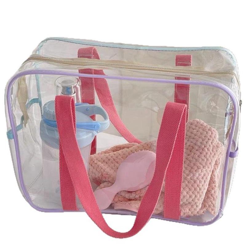 Macaron Color PVC Jelly Bag - Transparent Large-capacity Waterproof Makeup Bag for Business Trips, Travel, Swimming, Beach and Bathing.