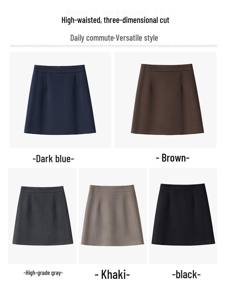 2025 Herbst/Winter Damen High-Waist Schlankmachender A-Linien Wollrock - Kurz, Gerade, Hüftbetont, Bequem.