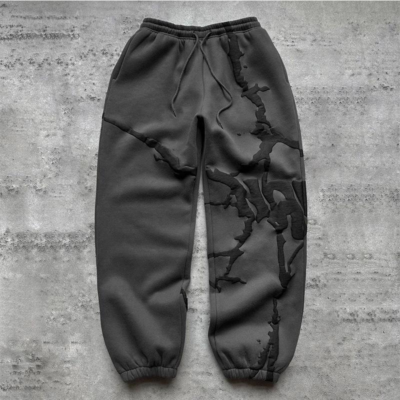 

Европейские и американские повседневные брюки в стиле хип-хоп с принтом «волосы-пузыри» для мужчин и женщин Y2K Street S