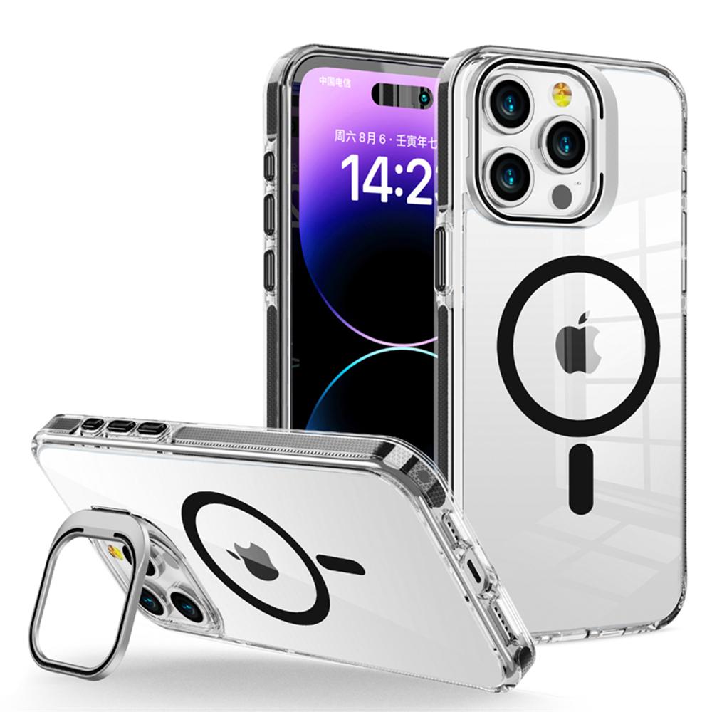 Transparent Bumper Magnetic Case For iPhone 17 17Air 16 15 14 Plus 13 12 Pro Max Magsafe Wireless Charge Metal Lens Holder Cover
